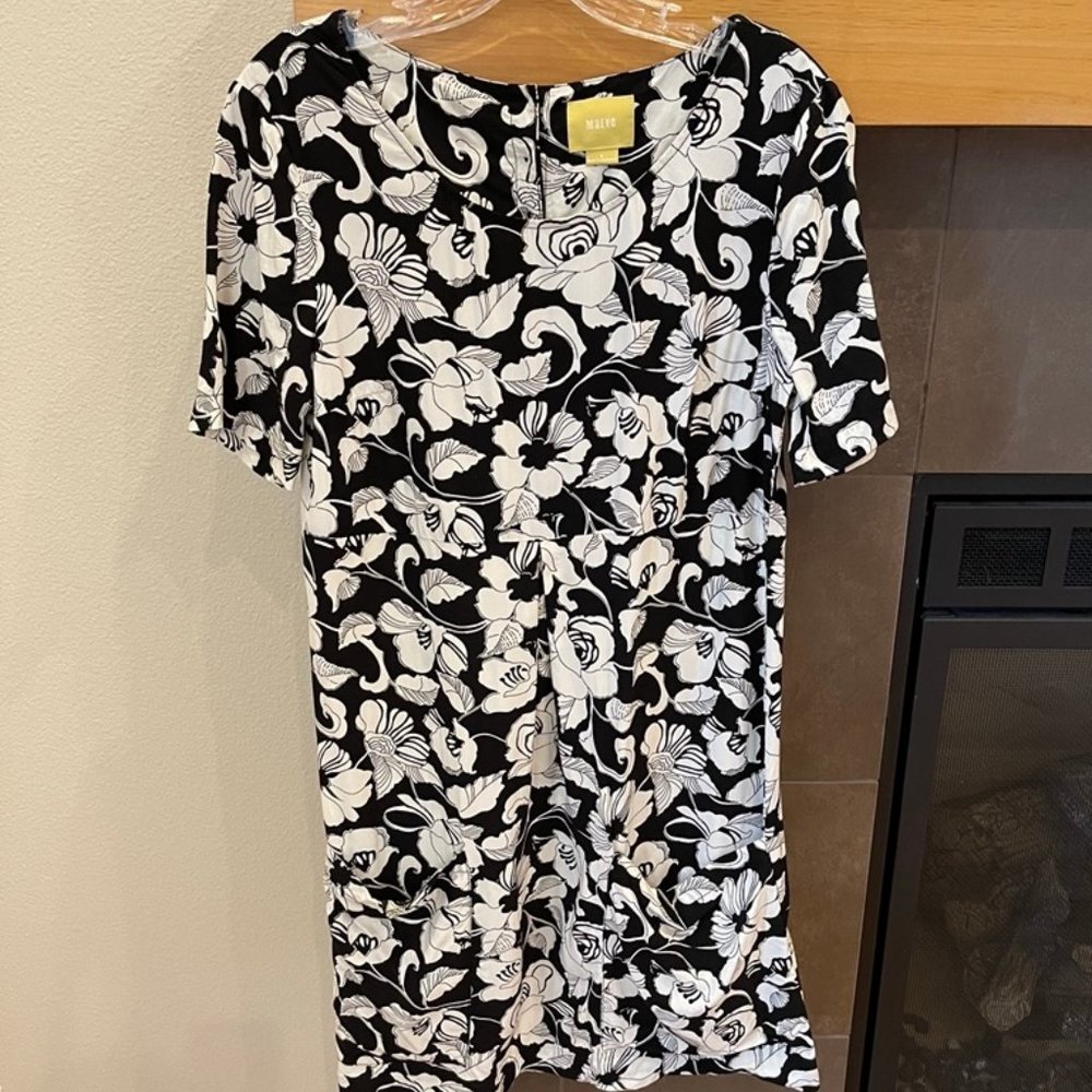 MAEVE by Anthropologie Black and White Floral Dress Size 2